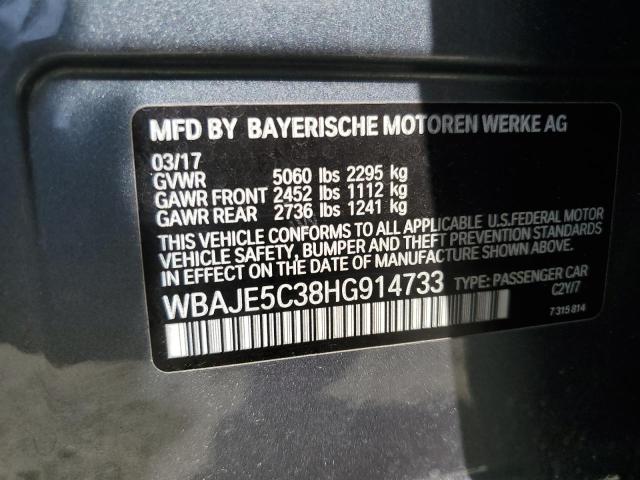 WBAJE5C38HG914733 - 2017 BMW 540 I GRAY photo 13