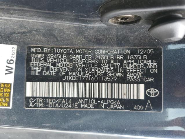 JTKDE177160113579 - 2006 TOYOTA SCION TC 蓝色 照片 12