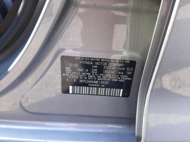 3KPC24A64ME138381 - 2021 HYUNDAI ACCENT SE GRAY photo 12