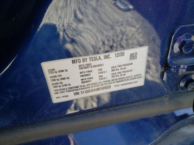 5YJSA1E44MF426532 - 2021 TESLA MODEL S 蓝色 照片 12