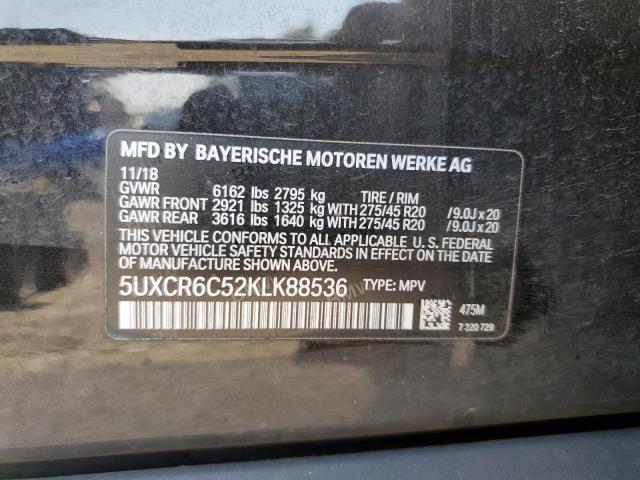 5UXCR6C52KLK88536 - 2019 BMW X5 XDRIVE40I BLACK photo 13