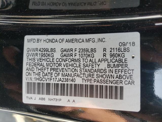 1HGCV1F17JA238140 - 2018 HONDA ACCORD LX Schwarz Foto 12
