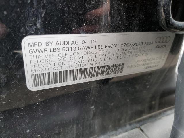 WAUKGAFB8AN078398 - 2010 AUDI A6 PRESTIGE შავი ფოტო 12