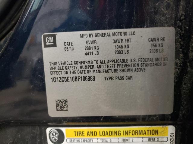 1G1ZC5E10BF106888 - 2011 CHEVROLET MALIBU 1LT Көк фото 12