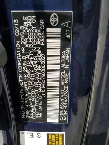 JTKJF5C76D3063027 - 2013 TOYOTA SCION TC 蓝色 照片 12