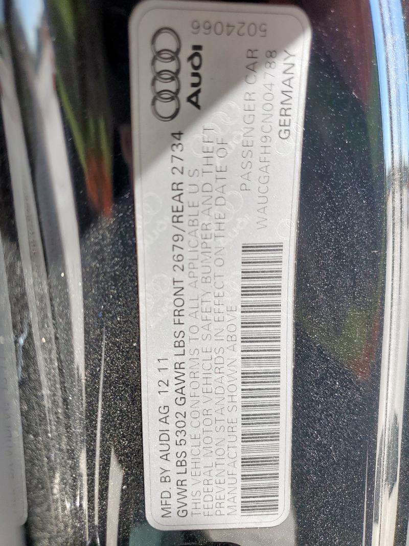 WAUCGAFH9CN004788 - 2012 AUDI S5 PREMIUM PLUS BLACK photo 12