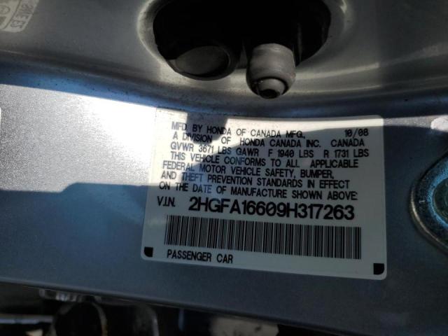 2HGFA16609H317263 - 2009 HONDA CIVIC LX-S Gümüş foto 10