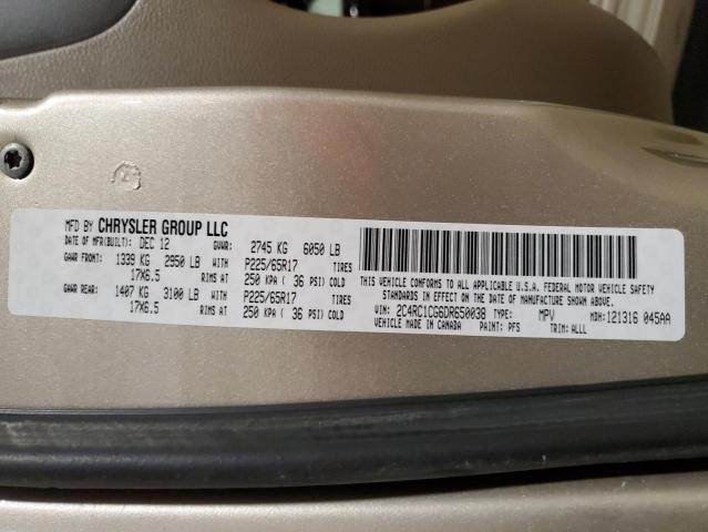 2C4RC1CG6DR650038 - 2013 CHRYSLER TOWN & COU TOURING L GOLD photo 13