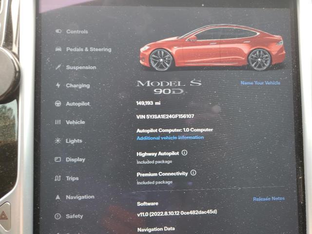 5YJSA1E24GF156107 - 2016 TESLA MODEL S RED photo 9
