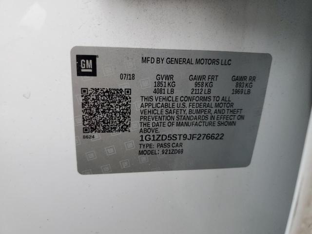 1G1ZD5ST9JF276622 - 2018 CHEVROLET MALIBU LT WHITE photo 12