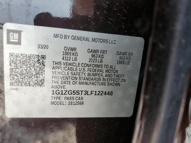 1G1ZG5ST3LF122448 - 2020 CHEVROLET MALIBU RS 紫色 照片 12