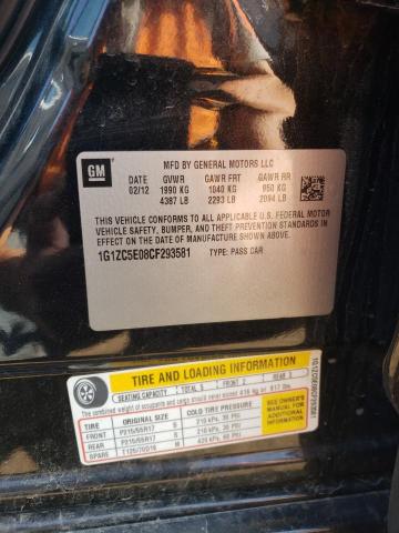 1G1ZC5E08CF293581 - 2012 CHEVROLET MALIBU 1LT CHARCOAL photo 12