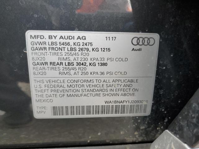 WA1BNAFY1J2093026 - 2018 AUDI Q5 PREMIUM PLUS CHARCOAL photo 12