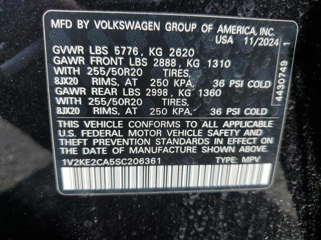 1V2KE2CA5SC206361 - 2025 VOLKSWAGEN ATLAS CROS SE BLACK photo 13