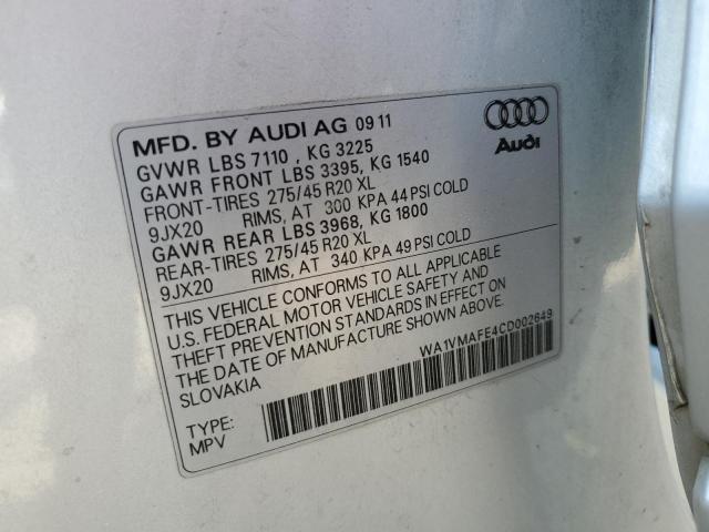 WA1VMAFE4CD002649 - 2012 AUDI Q7 PRESTIGE SILVER photo 13