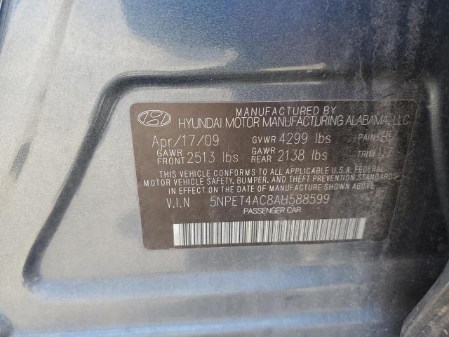 5NPET4AC8AH588599 - 2010 HYUNDAI SONATA GLS BLUE photo 12