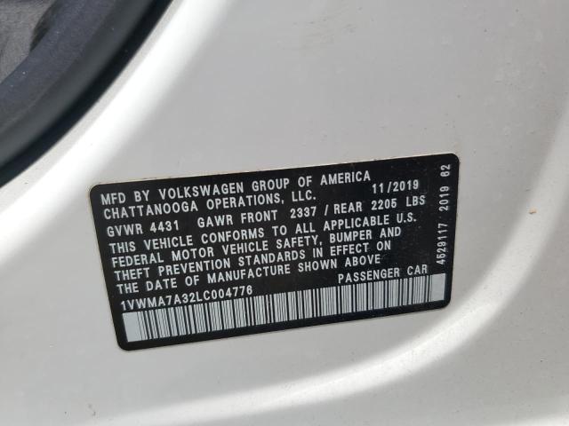 1VWMA7A32LC004776 - 2020 VOLKSWAGEN PASSAT R-LINE Ağ foto 12