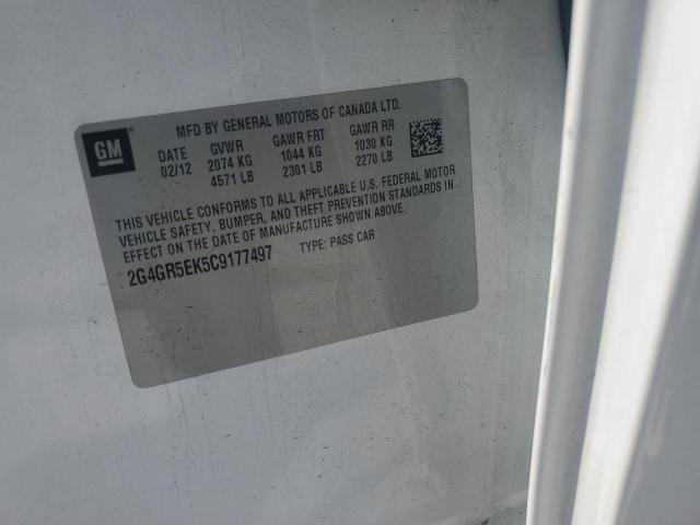 2G4GR5EK5C9177497 - 2012 BUICK REGAL 白色 照片 12