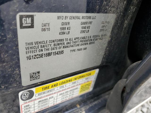 1G1ZC5E18BF154395 - 2011 CHEVROLET MALIBU 1LT BLUE photo 12