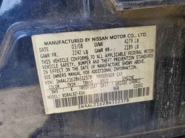 1N4AL21E28N512378 - 2008 NISSAN ALTIMA 2.5 BLUE photo 12