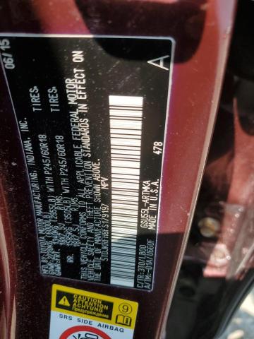 5TDJKRFH8FS179197 - 2015 TOYOTA HIGHLANDER XLE Բորդո լուսանկար 12