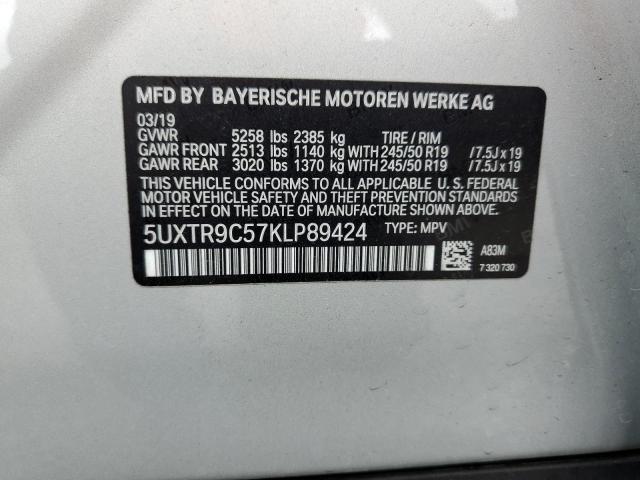 5UXTR9C57KLP89424 - 2019 BMW X3 XDRIVE30I SILVER photo 14