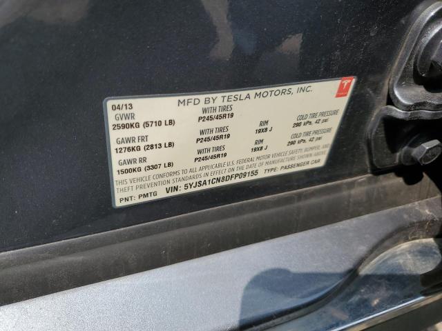 5YJSA1CN8DFP09155 - 2013 TESLA MODEL S Մոխրագույն լուսանկար 12