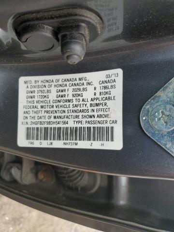 2HGFB2F98DH541564 - 2013 HONDA CIVIC EXL GRAY photo 12