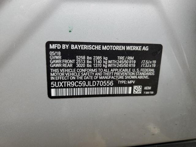 5UXTR9C59JLD70556 - 2018 BMW X3 XDRIVE30I SILVER photo 13