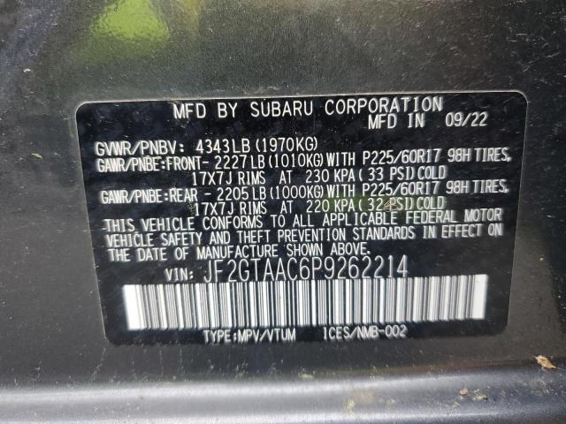 JF2GTAAC6P9262214 - 2023 SUBARU CROSSTREK GRAY photo 13