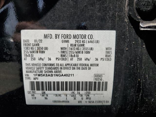 1FM5K8AB1NGA40211 - 2022 FORD EXPLORER POLICE INTERCEPTOR 黑色 照片 14