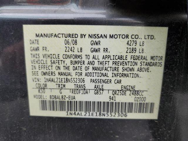 1N4AL21E18N552306 - 2008 NISSAN ALTIMA 2.5 GRAY photo 12