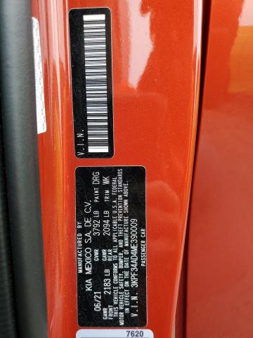 3KPF34AD4ME390009 - 2021 KIA FORTE GT LINE ORANGE photo 12