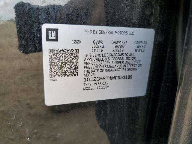 1G1ZG5ST4MF050189 - 2021 CHEVROLET MALIBU RS BLACK photo 12