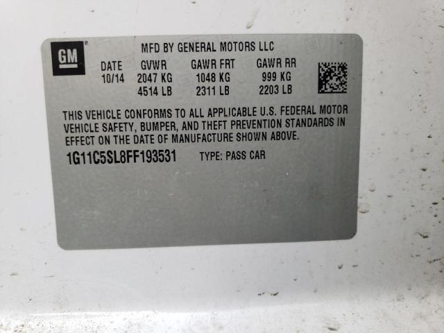 1G11C5SL8FF193531 - 2015 CHEVROLET MALIBU 1LT 白色 照片 12