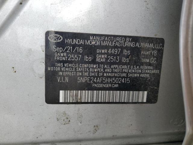 5NPE24AF5HH502415 - 2017 HYUNDAI SONATA SE SILVER photo 13