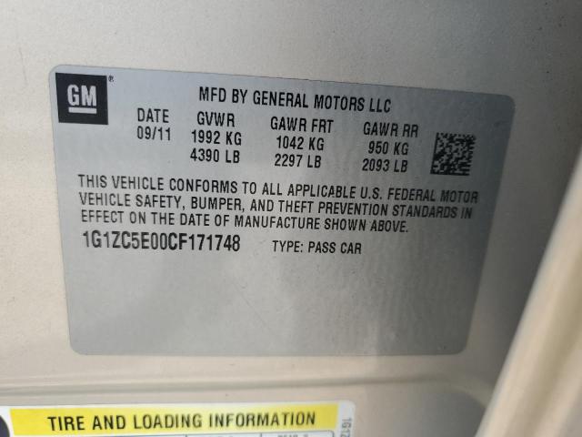 1G1ZC5E00CF171748 - 2012 CHEVROLET MALIBU 1LT BEIGE photo 12