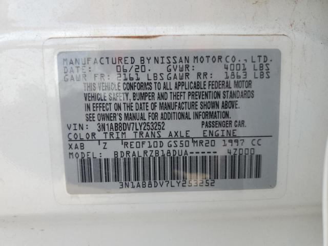 3N1AB8DV7LY253252 - 2020 NISSAN SENTRA SR WHITE photo 13