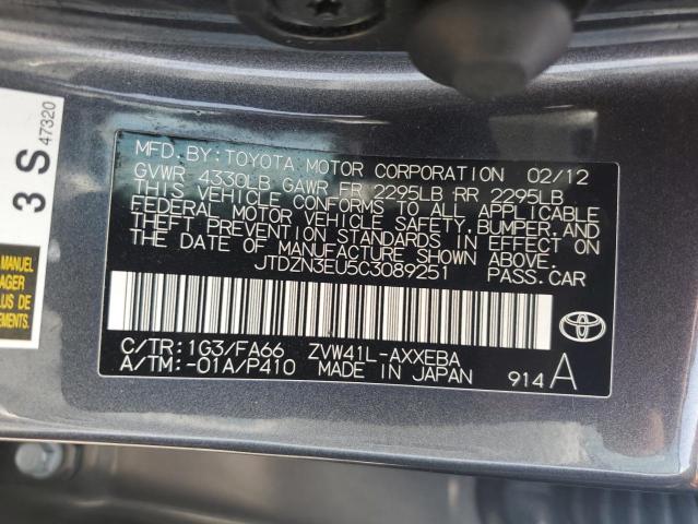 JTDZN3EU5C3089251 - 2012 TOYOTA PRIUS V GRAY photo 12