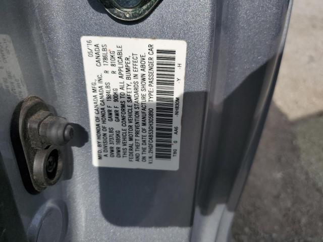 2HGFC4B53GH305890 - 2016 HONDA CIVIC LX SILVER photo 12