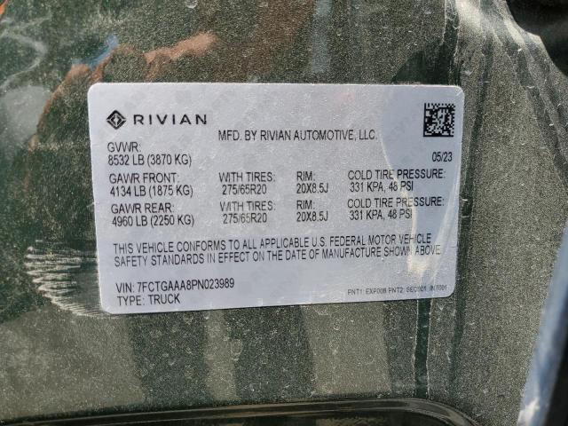 7FCTGAAA8PN023989 - 2023 RIVIAN R1T ADVENTURE TEAL photo 13