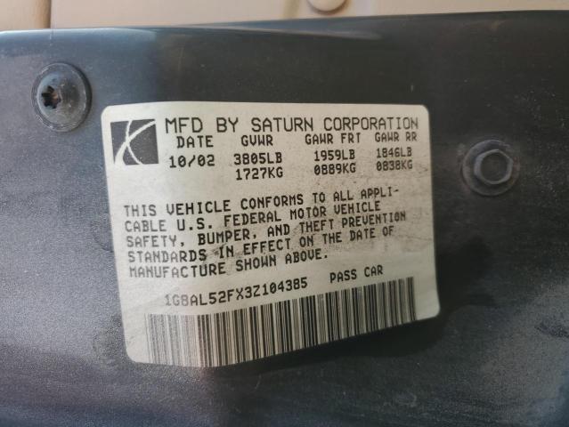 1G8AL52FX3Z104385 - 2003 SATURN ION LEVEL 3 GRAY photo 12