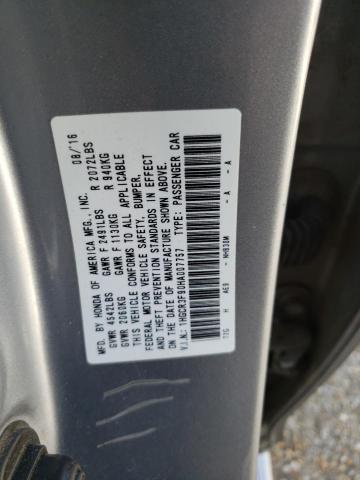 1HGCR3F90HA007757 - 2017 HONDA ACCORD TOURING SILVER photo 12