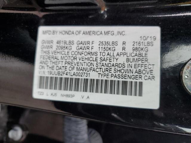 19UUB2F41LA002731 - 2020 ACURA TLX TECHNOLOGY BLACK photo 12