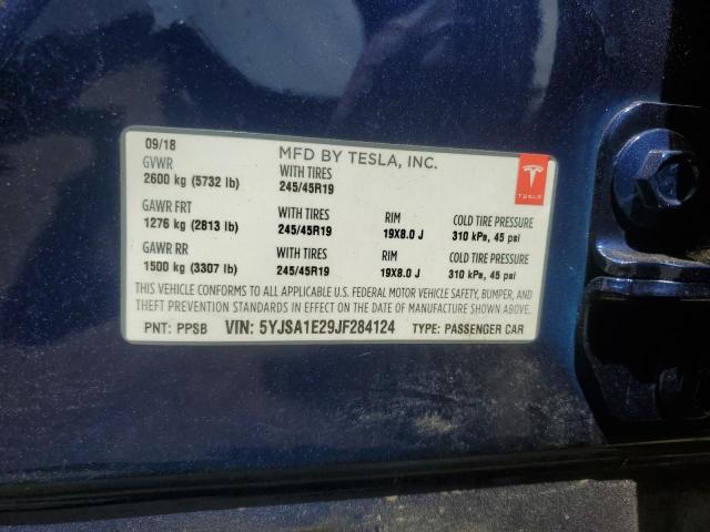5YJSA1E29JF284124 - 2018 TESLA MODEL S BLUE photo 13