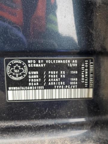 WVWDA7AJ3AW241905 - 2010 VOLKSWAGEN GOLF BLUE photo 12