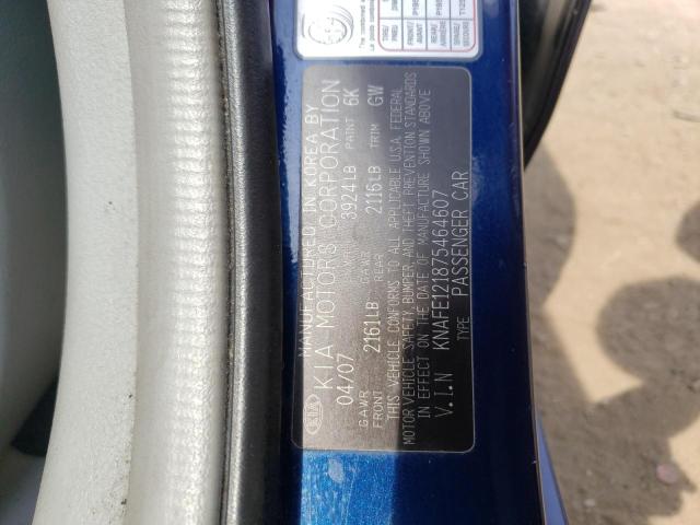 KNAFE121875464607 - 2007 KIA SPECTRA EX BLUE photo 12