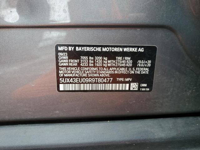 5UX43EU09R9T80477 - 2024 BMW X5 XDRIVE50E SILVER photo 13