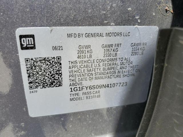 1G1FY6S09N4107723 - 2022 CHEVROLET BOLT EUV LT GRAY photo 12