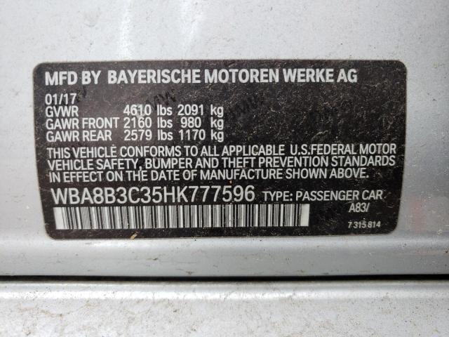 WBA8B3C35HK777596 - 2017 BMW 340 I SILVER photo 12